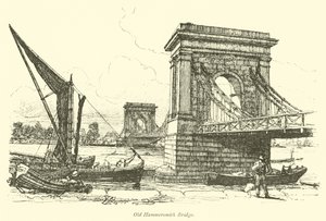 Old Hammersmith Bridge by English School