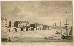 Old London Bridge, from near St Olaves Stairs by English School
