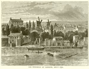 Old Windmills at Lambeth, about 1750 by English School