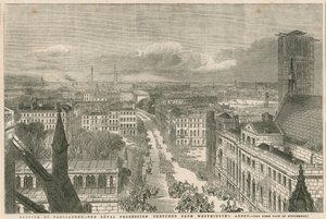 Opening of Parliament - The Royal Procession Sketched from Westminster Abbey by English School