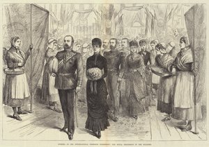 Opening of the International Fisheries Exhibition, the Royal Procession in the Building (engraving) by English School