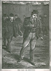 Oscar Wilde taking his constitutional by English School