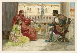 Othello talking to Desdemona and her father by English School