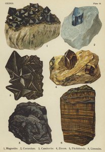 Oxides, magnetite, corundum, cassiterite, zircon, pitchblende, limonite