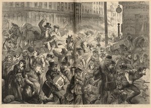 Panic-Stricken Citizens Rushing Past the Sherman House by English School