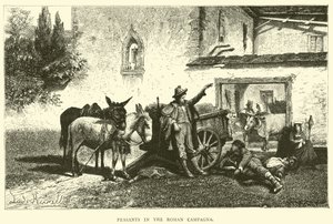 Peasants in the Roman Campagna by English School