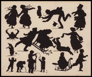 People in winter by English School