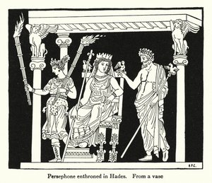 Persephone enthroned in Hades