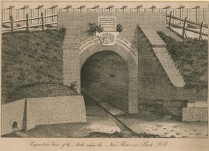 Perspective view of the arch under the New River at Bush Hill by English School