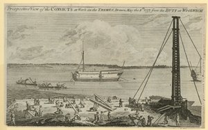Perspective view of the convicts at work on the Thames