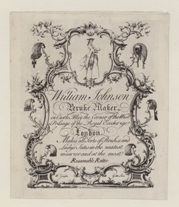 William Johnson Peruke Maker, trade card by English School