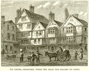 Pie Corner, Smithfield, Where the Great Fire Reached Its Limits by English School