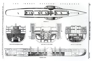 Plan and cross sections of the Great Eastern steamship, 1857 by English School