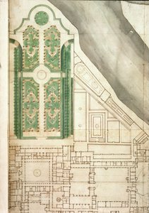 Plan of Hampton Court and its gardens, c.1714 by English School