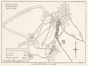 Plan of the Battle of Dubba (Hyderabad) 24th March 1843, illustration from Cassell
