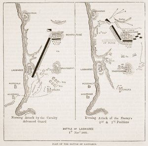 Plan of the Battle of Laswaree, Illustration from Cassell