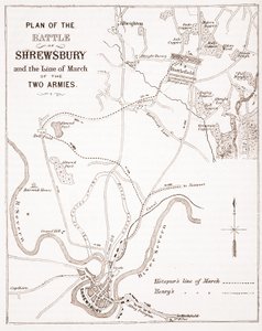 Plan of the Battle of Shrewsbury and the Line of March of the Two Armies