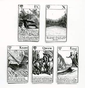 Playing Cards Depicting the Events from the Spanish Armada, 1699