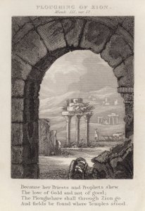 Ploughing of Zion, Micah III, ver 12 (engraving)