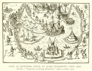 Pond at Elvetham, Hants, at Queen Elizabeth