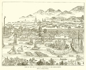 Port of the City of Canton Destroyed by the Bombardment by English School