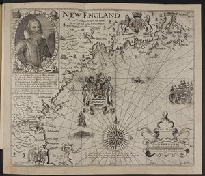 Portrait of Captain John Smith. A picture of the coast of New England, in 