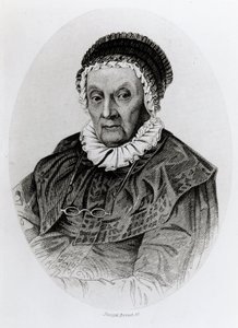 Portrait of Caroline Herschel at the Age of 92, engraved by Joseph Brown by English School