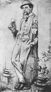 Portrait of Charles Dickens (1812-70), from Drinking with Dickens written by Cedric Charles Dickens by English School