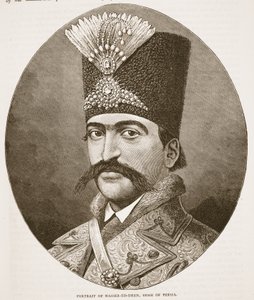 Portrait of Nasser-ed-Deen, Shah of Persia, illustration from Cassell