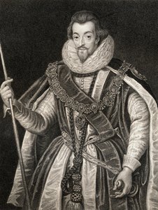 Portrait of Robert Cecil, 1st Earl of Salisbury (1563-1612), from Lodges British Portraits, 1823 by English School