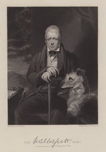 Portrait of Sir Walter Scott, with dog (engraving)