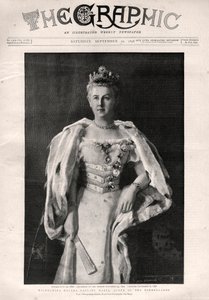 Portrait of Wilhelmina of the Netherlands (1880-1962), Queen of the Netherlands - Frontpage of newspaper 