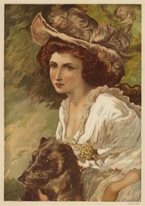 Portrait of a Young Woman with a Dog by English School