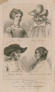 Portraits of four remarkable characters by English School