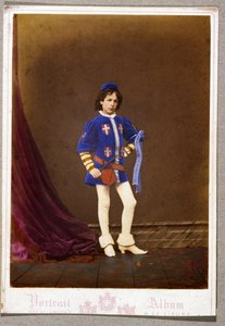 Postcard with boy in Medieval costume