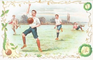Postcard with Men Playing Football by English School
