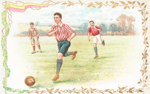 Postcard with Men Playing Football