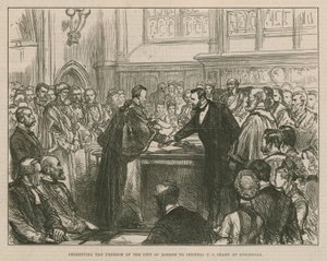 Presenting the Freedom of the City of London to General U.S. Grant at Guildhall by English School