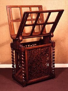Print stand, walnut with barley-twist columns, 1850-60 by English School