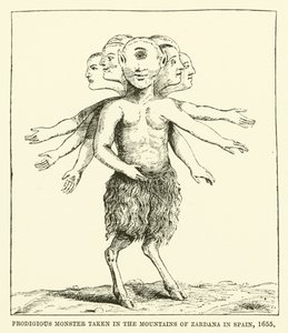 Prodigious Monster Taken in the Mountains of Zardana in Spain, 1655 by English School