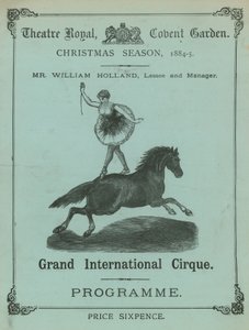 Programme for the Theatre Royal, Covent Garden, London, Christmas Season 1884-85