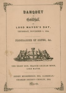 Programme for the Banquet at the Guildhall, London, on 9 November 1854 by English School