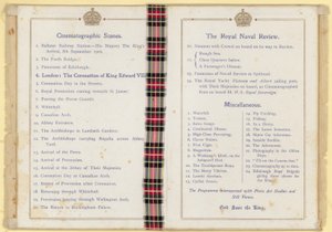 Programme of Cinematograph Entertainment in the Presence of the King and Queen by English School