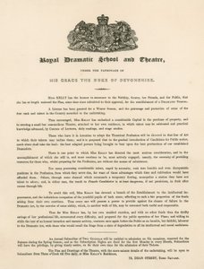 Promotional letter for the Royal Dramatic School and Theatre, 73 Dean Street, Soho Square, London by English School