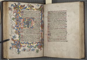 Psalter with Sarum Use Calendar, Fol 40 verso 41 recto, c.1425-75 by English School