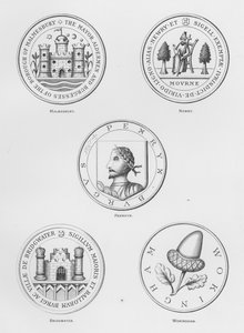 Public Arms: Malmesbury; Newry; Penrhyn; Bridgwater; Wokingham (engraving) by English School