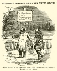 Punch cartoon: Swimming in the Serpentine, Hyde Park, London by English School