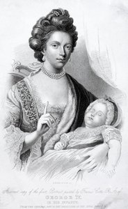 Queen Charlotte, Consort of King George III, with their baby son, the future Prince Regent and King George IV