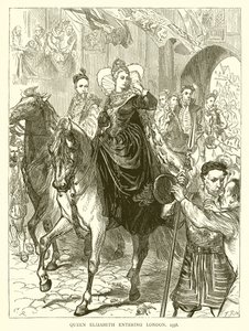 Queen Elizabeth entering London, 1558 by English School