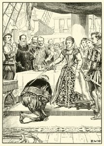 Queen Elizabeth on Board the Golden Hind by English School